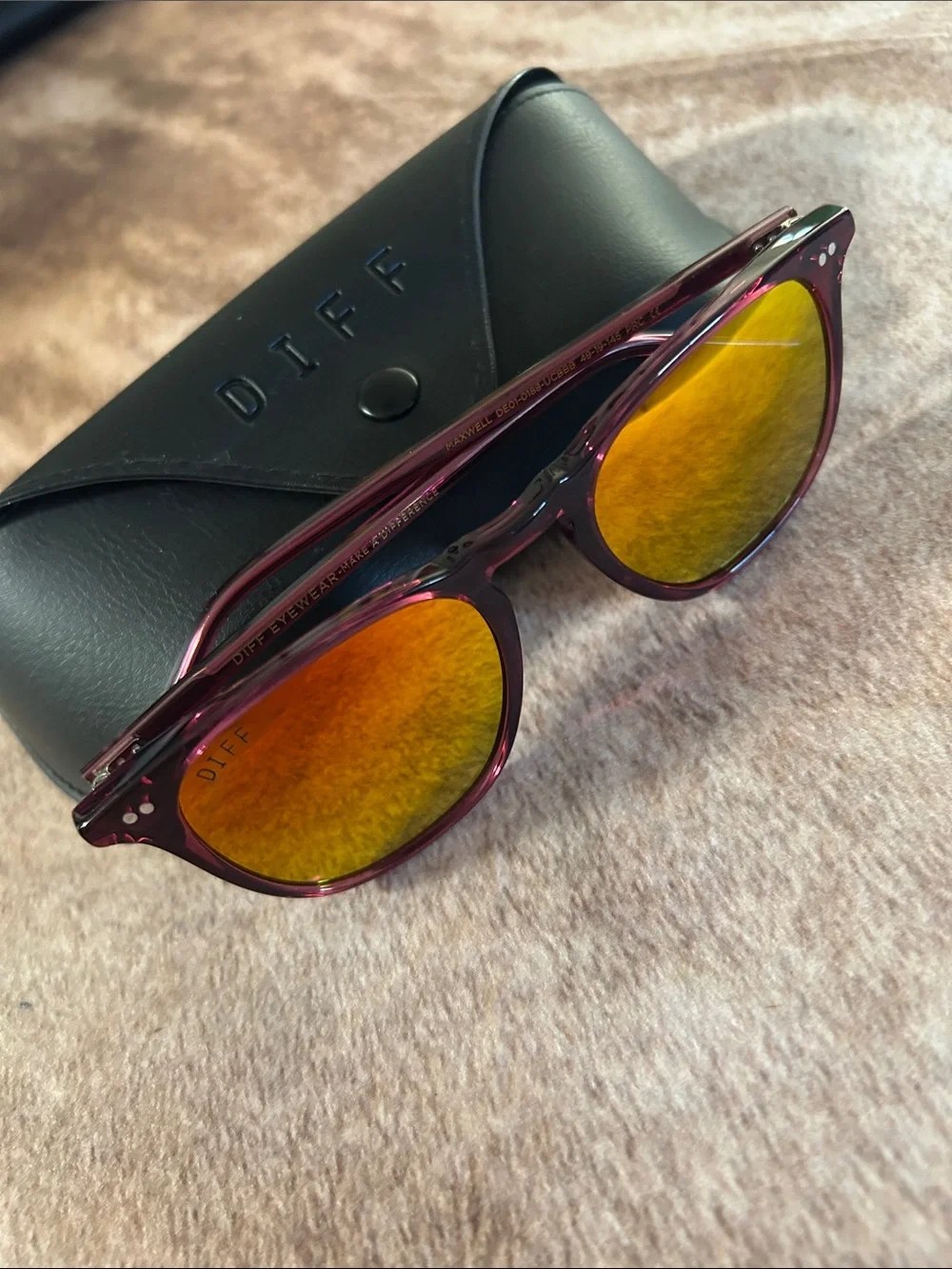 Diff Eyewear Women's Sunglasses - Burgundy Frame with Gold Mirror Lenses